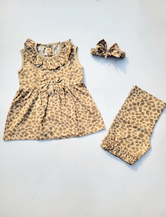 2PC Summer Soft Cotton Frock with Short - Neck Frill