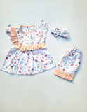 2PC Summer Soft Cotton Frock with Shorts & Band  - white Booti