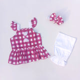2PC Summer Cotton Frock with Trouser  Check Print