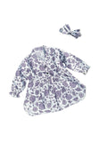 Winter Cotton Frock with Band purple floral