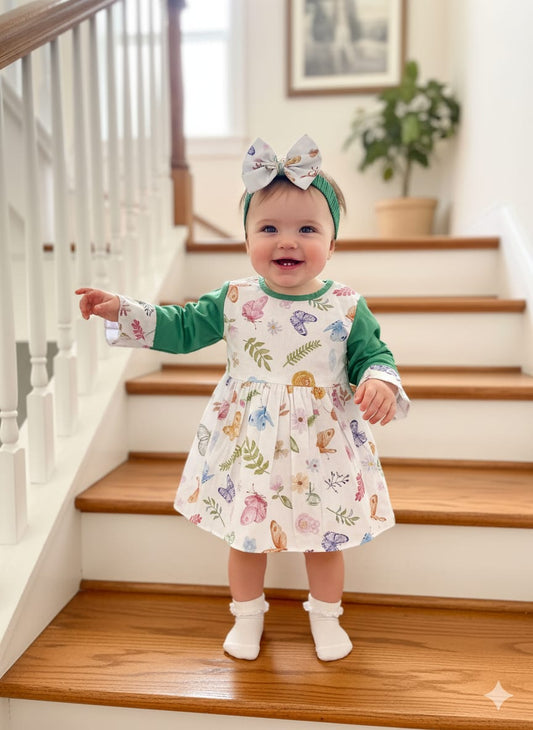 Winter Cotton Frock with Band butterfly design
