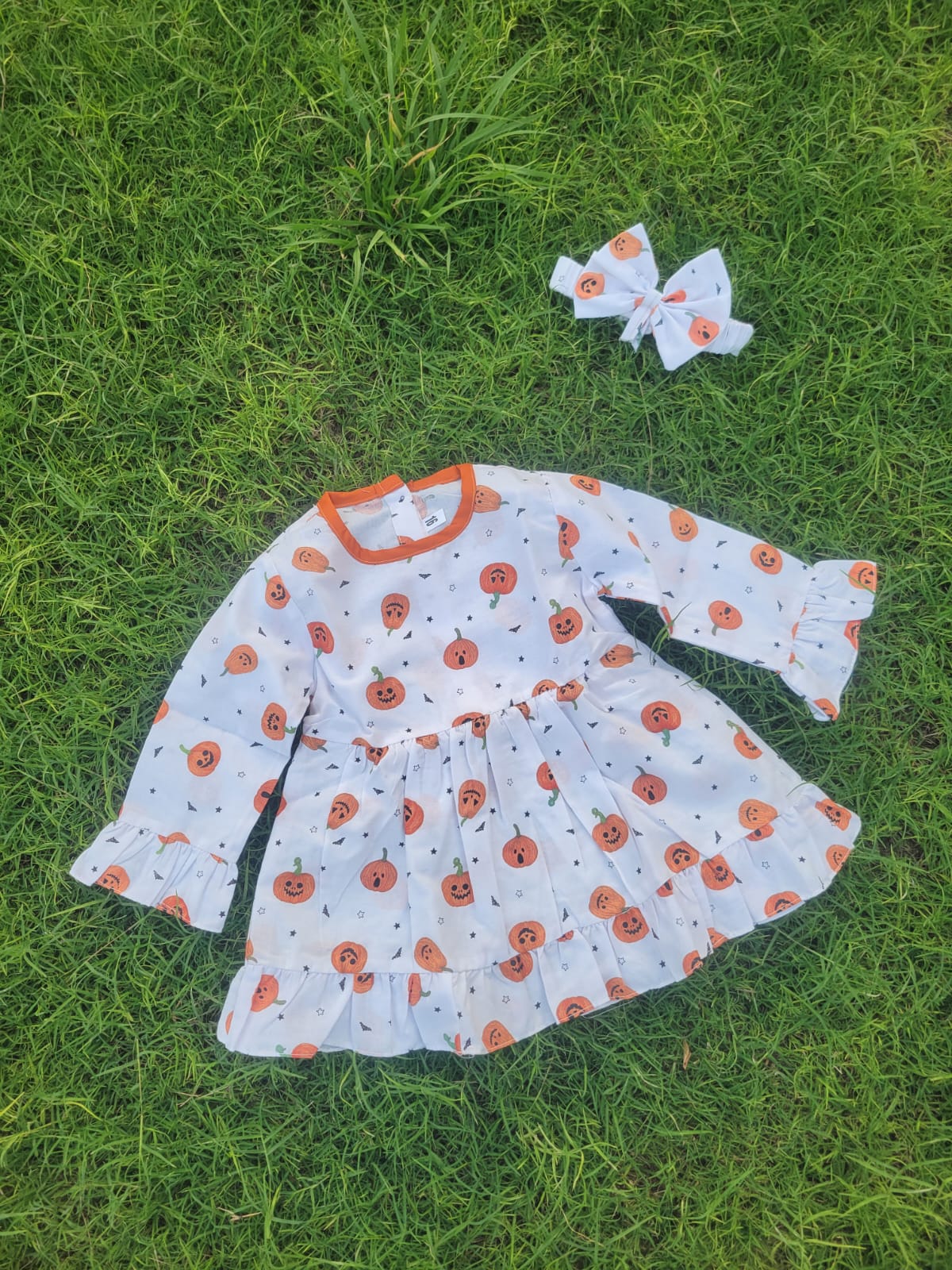 Winter Cotton Frock with Band Bazo Frill