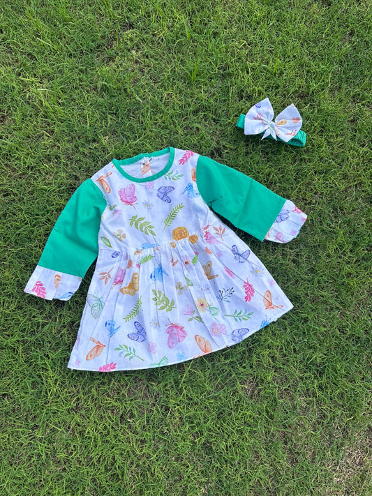 Winter Cotton Frock with Band butterfly design