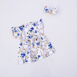 2PC Summer Soft Cotton Frock with Shorts & Band  - blue floral