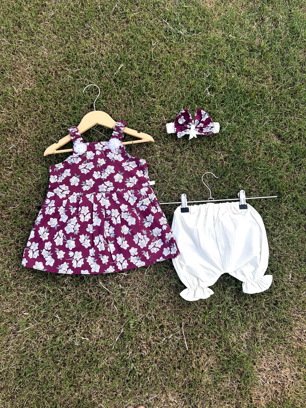 2PC Summer Soft Cotton Frock with Short - Maroon colour