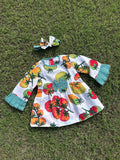 Winter Cotton Frock with Band Fruits print