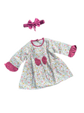 Winter Cotton Frock with Band Multicolor Flowers