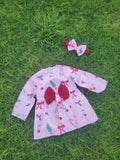 Winter Cotton Frock with Band Bow Style