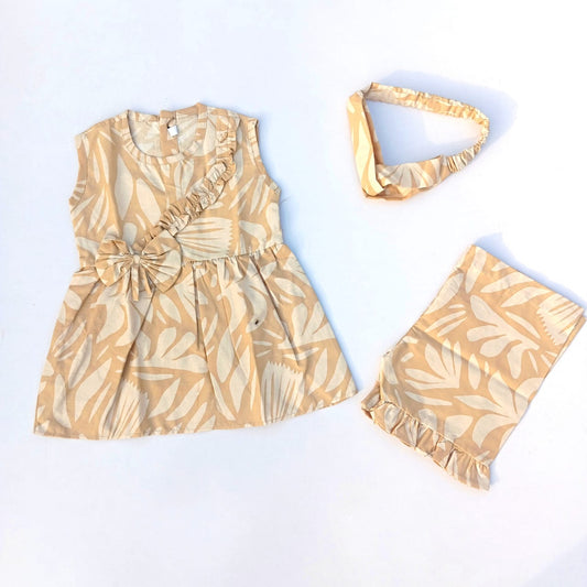 2PC Summer Soft Cotton Frock with Short - Front Frill