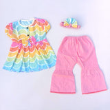 2PC Summer Cotton Frock with Trouser  rainbow colors