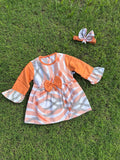 Winter Cotton Frock with Band Orange lining print