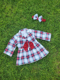Winter Cotton Frock with Band red check collar style